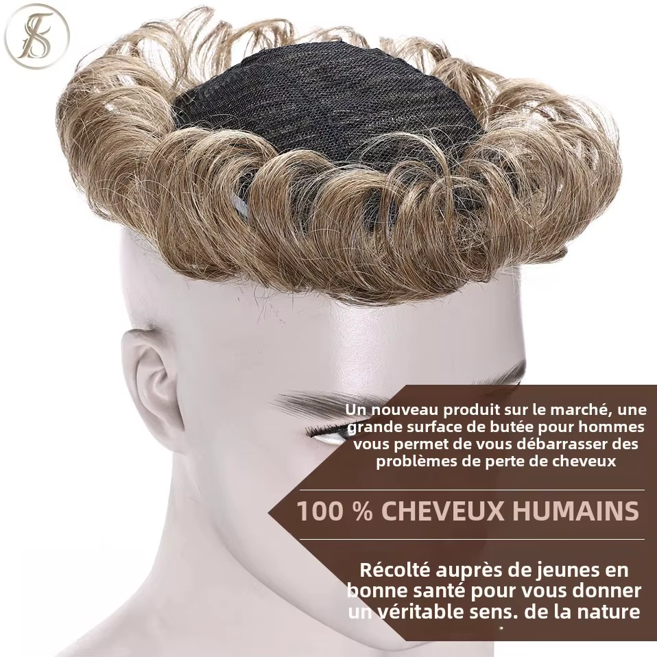 TESS hommes système de remplacement de cheveux 35g hommes toupet 16x19 cm perruque de cheveux humains hommes prothèse capillaire mâle pince dans les Extensions de cheveux