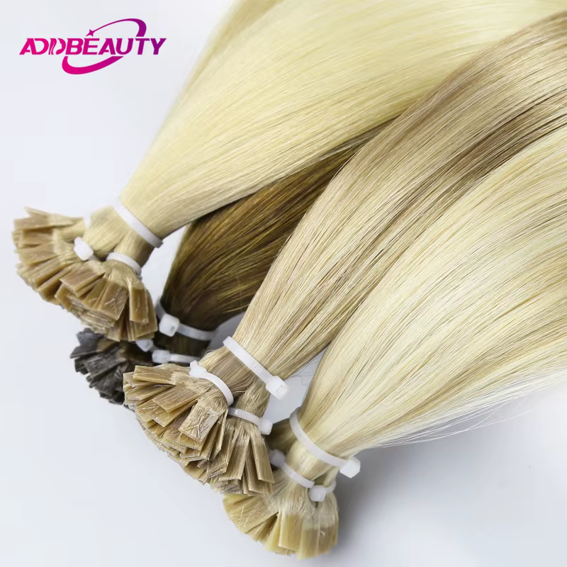 Extension de cheveux humains à pointe plate droite pour femmes 100%