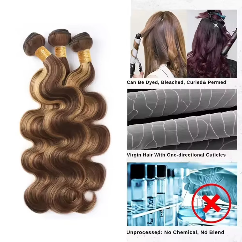 Extensions de Cheveux Humains Naturels Brésiliens Vierges