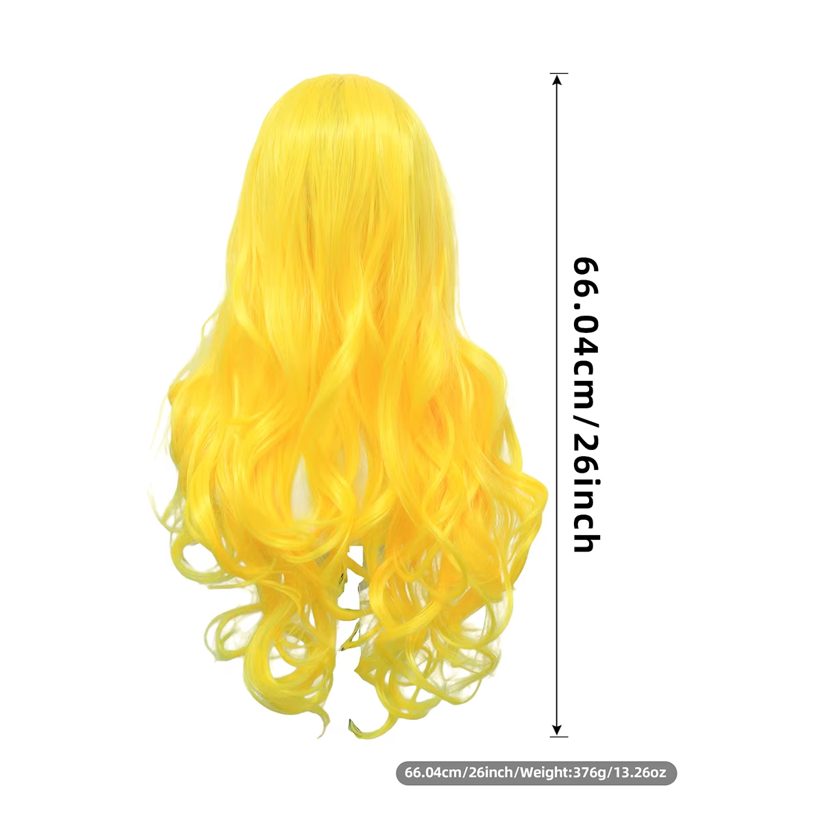 Perruque synthétique longue et bouclée jaune vif pour femme