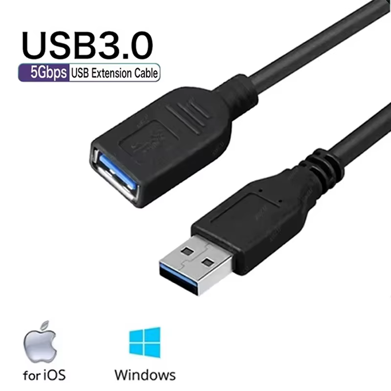 Câble d'extension USB 2.0 de 2m/3m, USB mâle vers femelle, USB 3.0/2.0, câble d'extension de transmission de données à vitesse rapide pour ordinateur portable