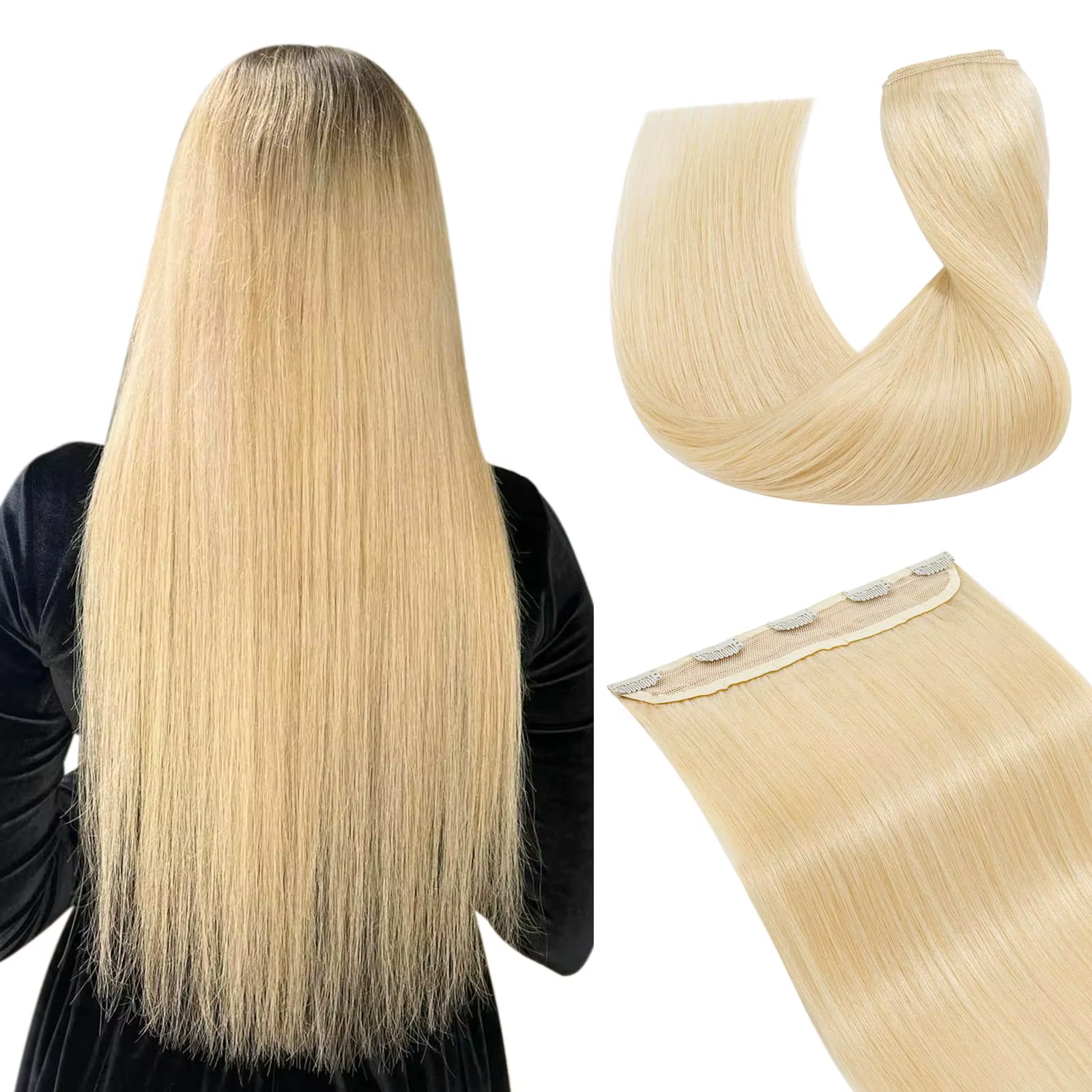 Extensions de cheveux naturels à clipser