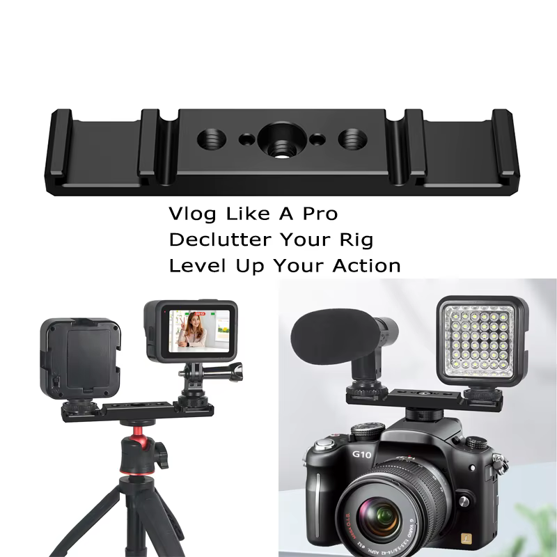 Support de montage de chaussure froide en aluminium, barre d'extension de rotule rotative à 360 degrés pour appareil photo DSLR sans miroir, Microphone, Flash vidéo Led Vlog