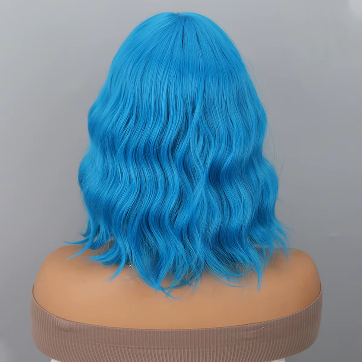 Perruques courtes bleues avec frange pour femmes
