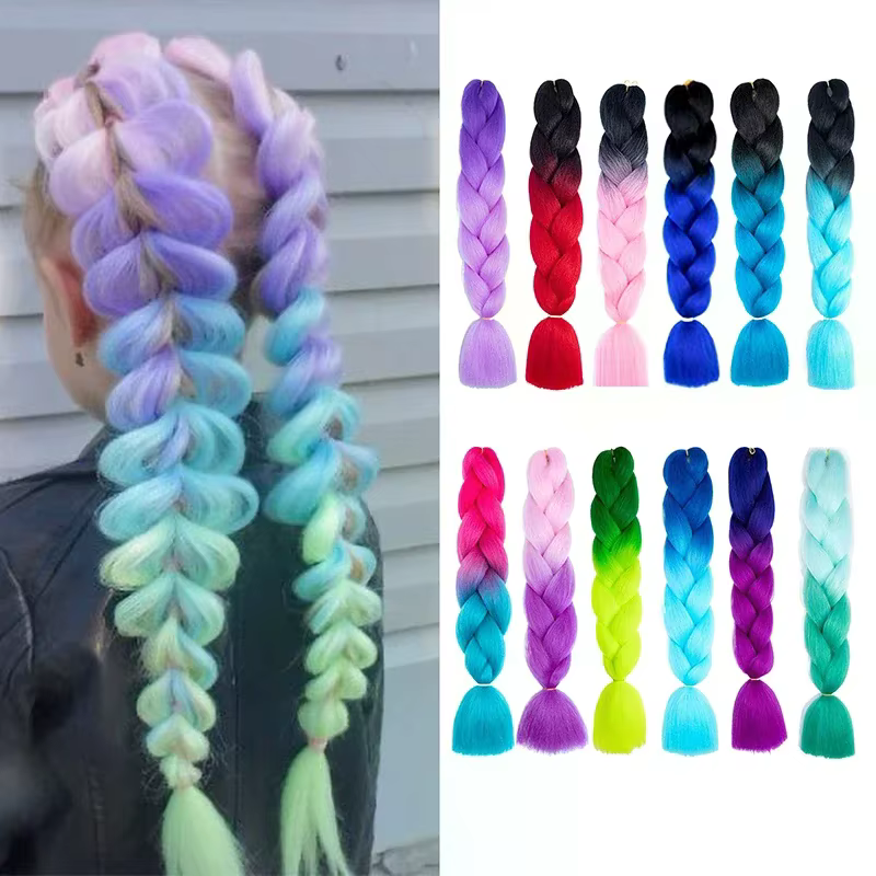24 pouces Jumbo tresse synthétique tressage cheveux Ombre