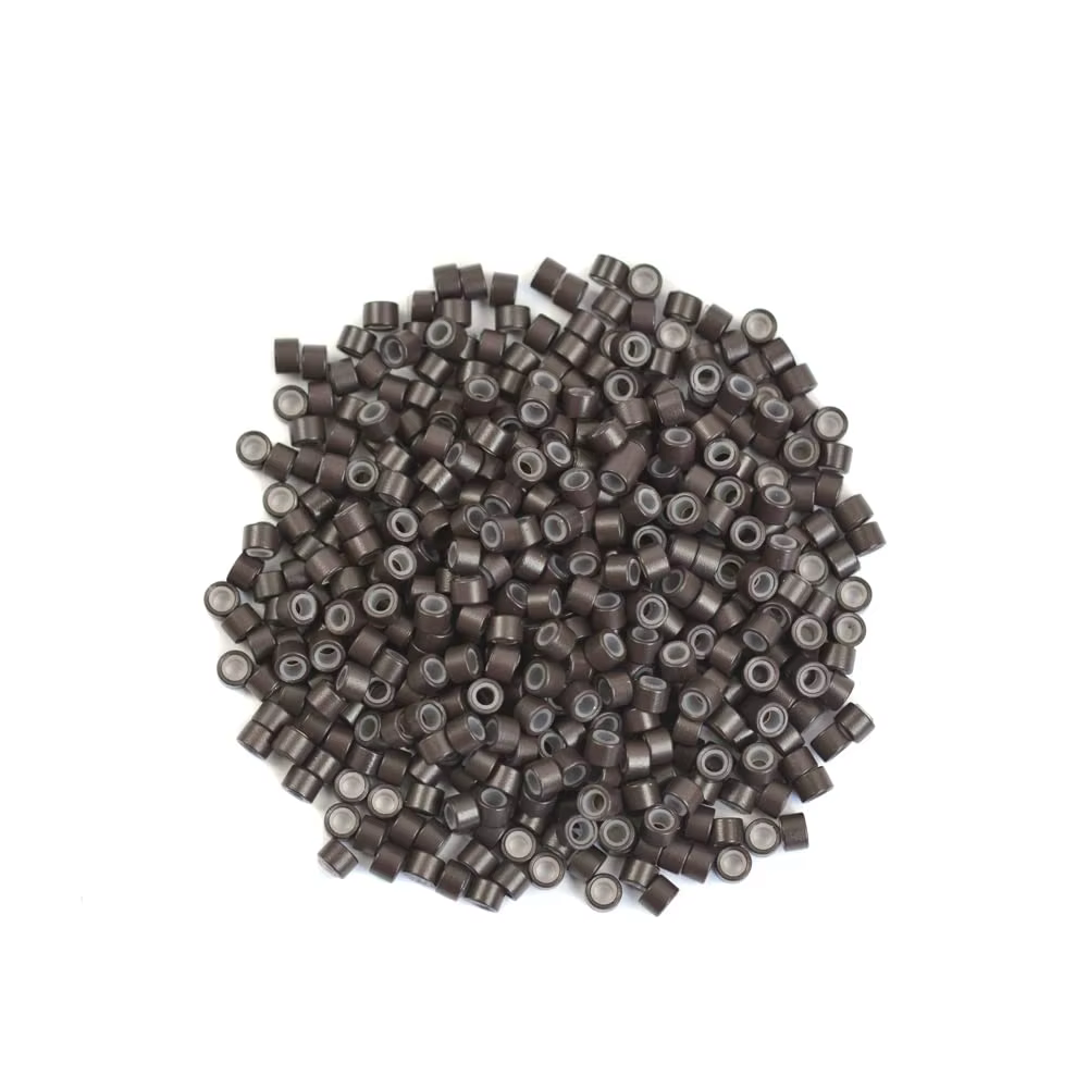 500 pièces 4.0x2.0x3.0mm anneaux d'extension de cheveux doublés de Silicone Micro maillons