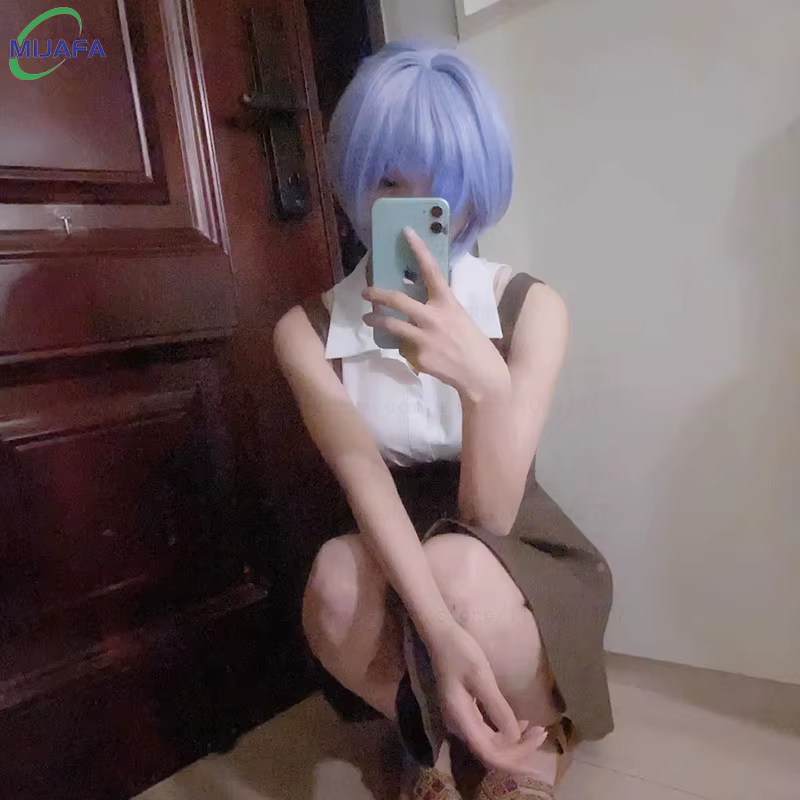Perruque de Cosplay Ayanami Rei de haute qualité