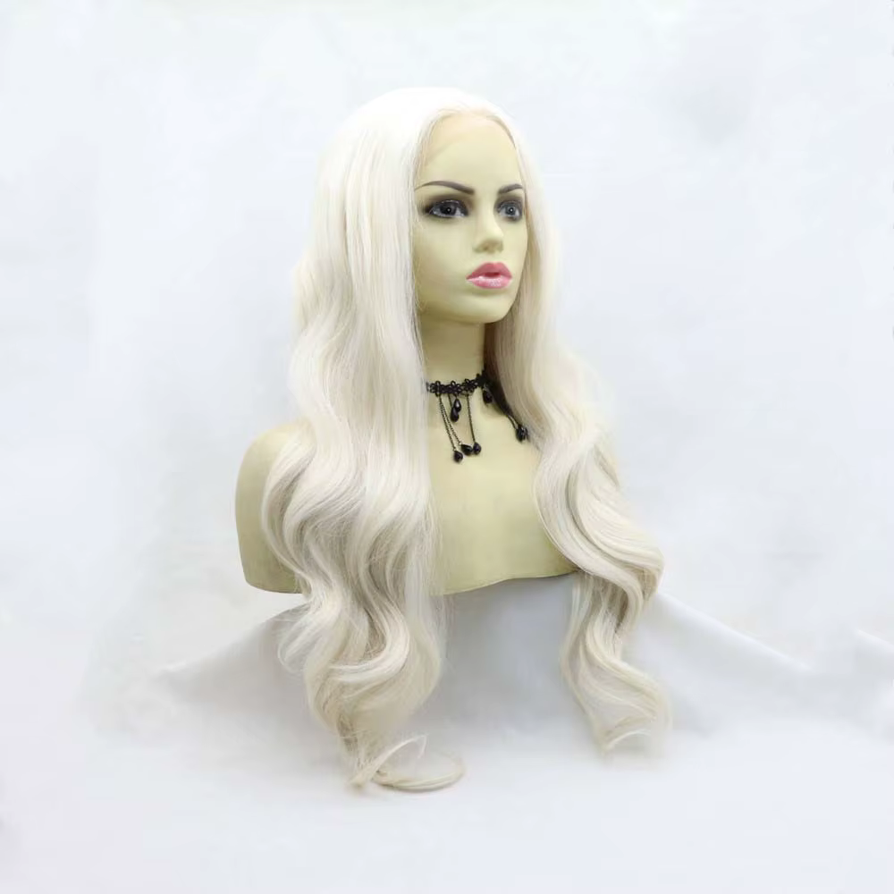 Perruque Sylvia 60 # Perruques synthétiques blondes à dentelle frontale