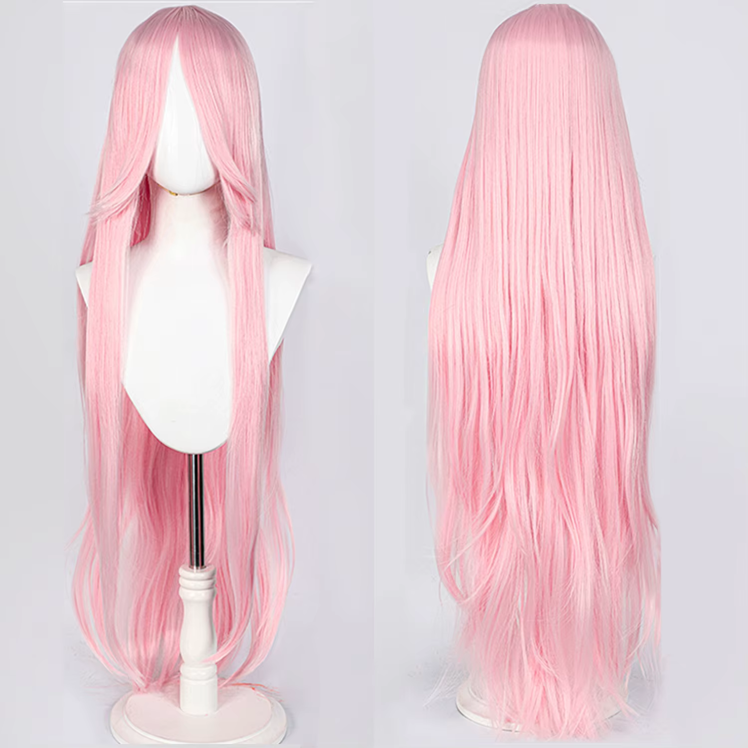 Perruque de Cosplay synthétique longue et lisse de 100CM avec frange