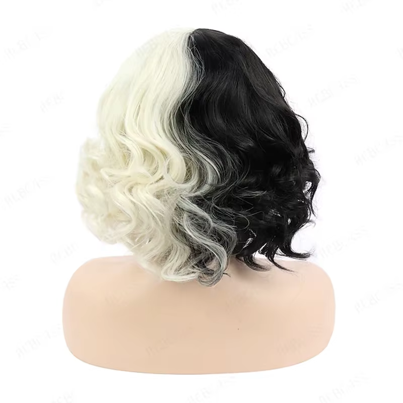 HAIRChain Y-Perruque Synthétique Courbure Noire et Blanche pour Femme