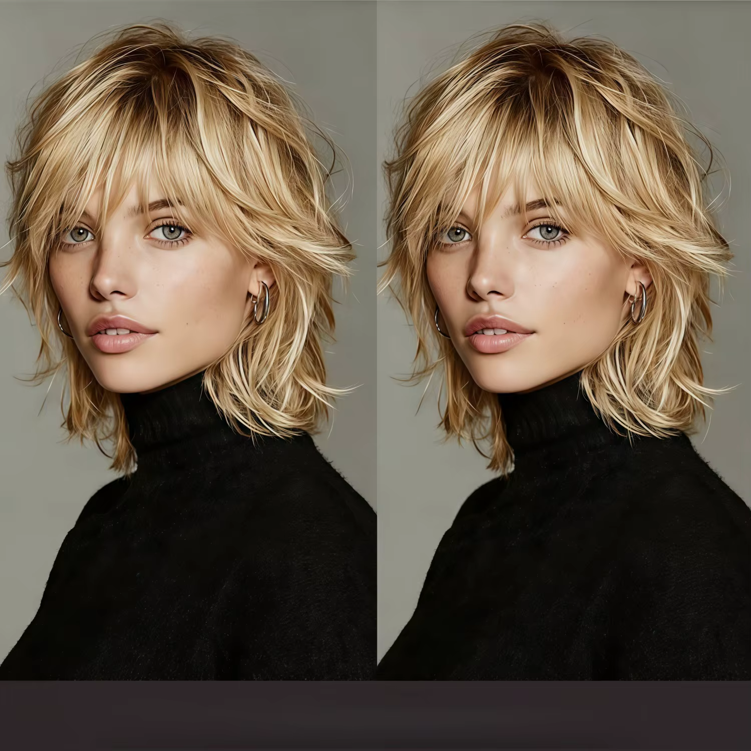 Perruque synthétique longue coupe pixie | Cheveux raides blonds miel à couches avec frange