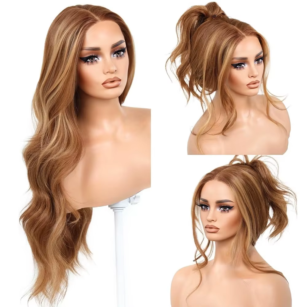 200% Balayage Blonde mettre en évidence 13x6 dentelle avant perruque vague de corps