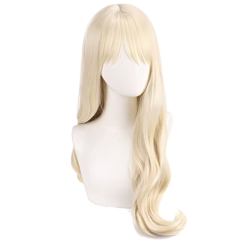Perruque synthétique longue blonde ondulée pour filles