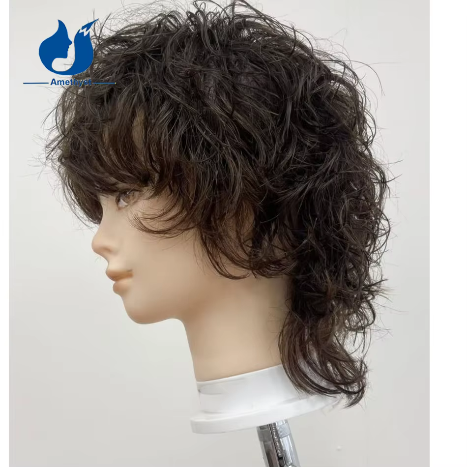Améthyste lâche bouclés brésilien Remy perruque de cheveux humains pour hommes 13X6 dentelle avant