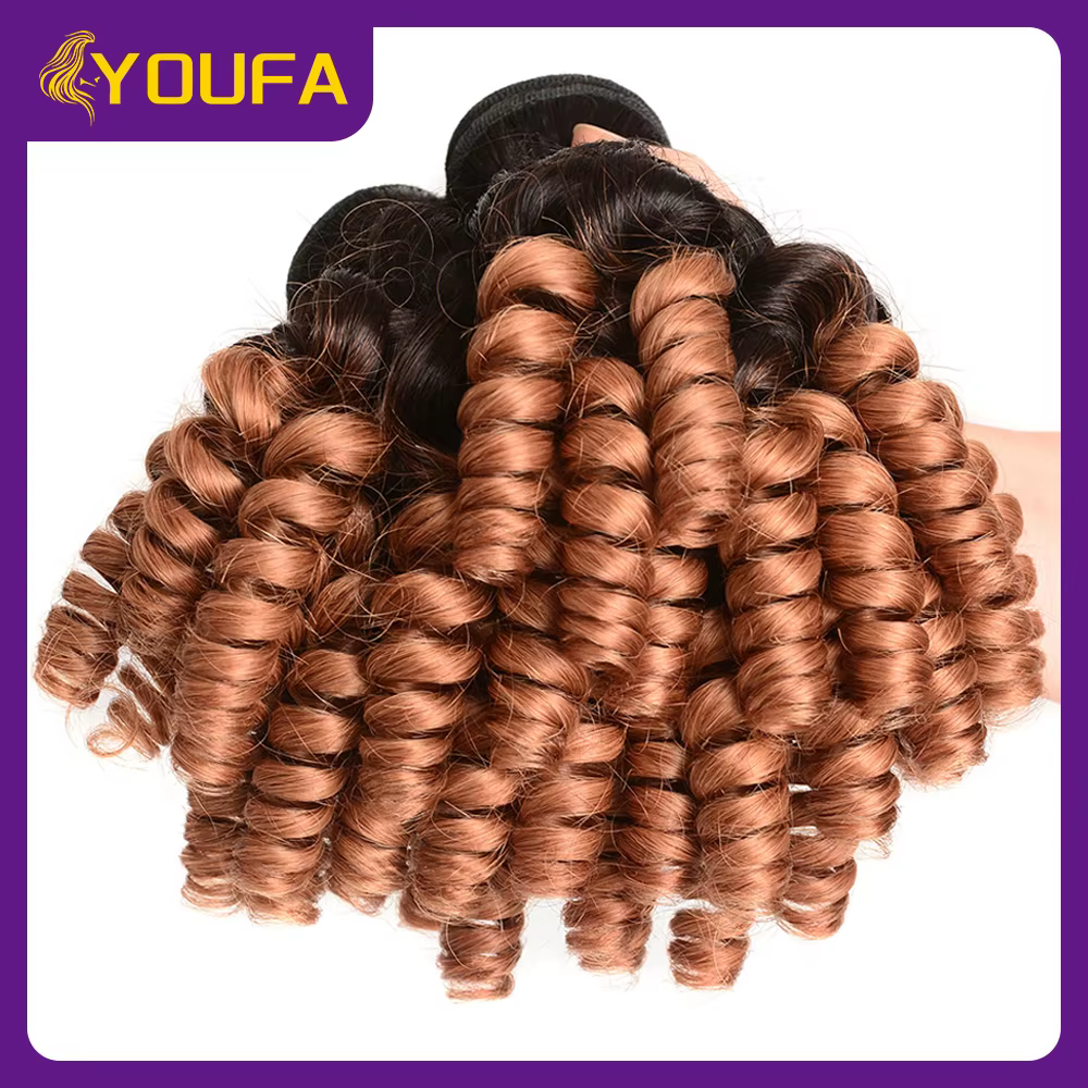 Ombre blond foncé Funmi cheveux humains bouclés paquet unique 100% tissage