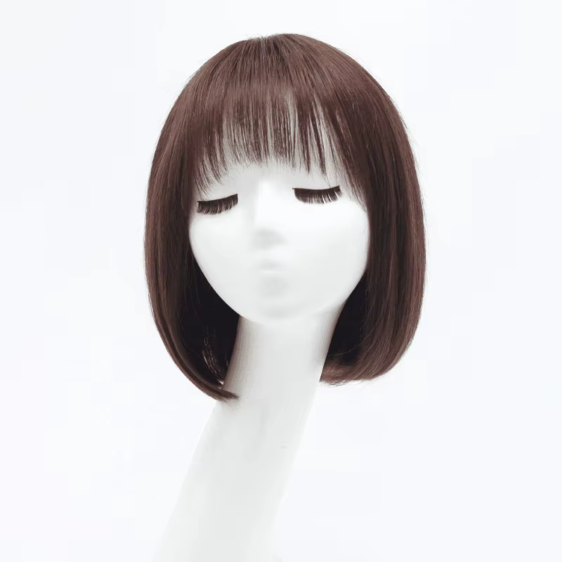 Perruque Bob courte de cheveux humains pour femmes perruques droites Toppers avec frange