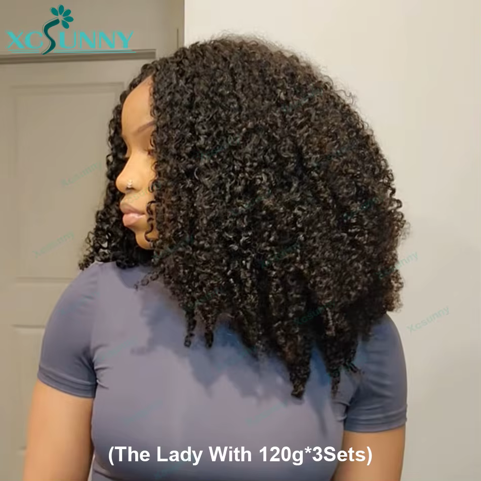 K ​ Inky bouclés Crochet Extensions de cheveux humains Afro crépus pré-séparés sans noeuds