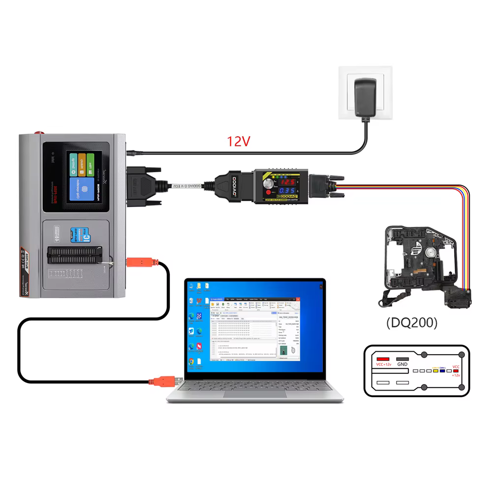 Câble ECU G-V GODIAG pour connecter Xhorse Zagreb TI PROG avec GTknit ou GTknit + GPT BENCH BOOT pour lire et écrire des données