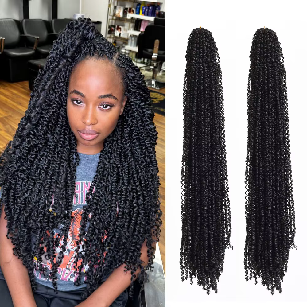 Extensions de cheveux synthétiques pré-bouclées pour tresses au crochet de 20 pouces
