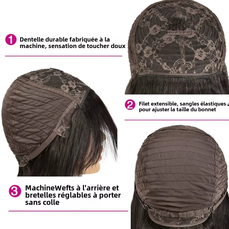 CORIIANA 30 34 pouces longue droite perruque de cheveux humains avec frange pour les femmes pas cher brésilien court