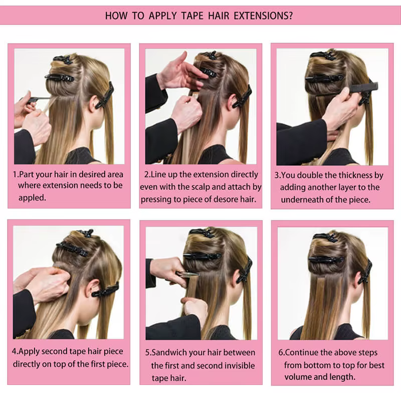 Extensions de cheveux à bandes adhésives