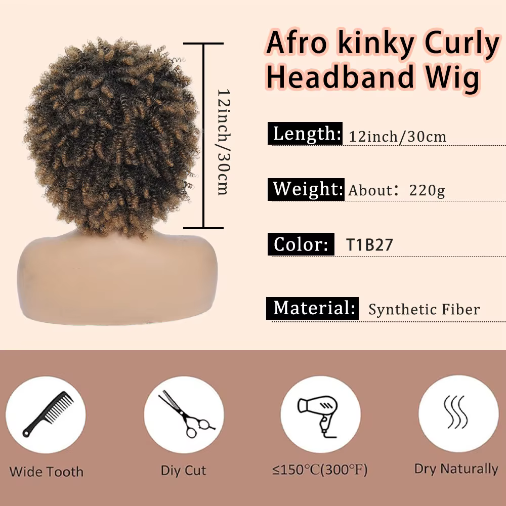 Perruques Afro crépues bouclées avec frange
