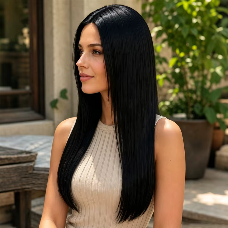 Perruque synthétique lisse pour femme