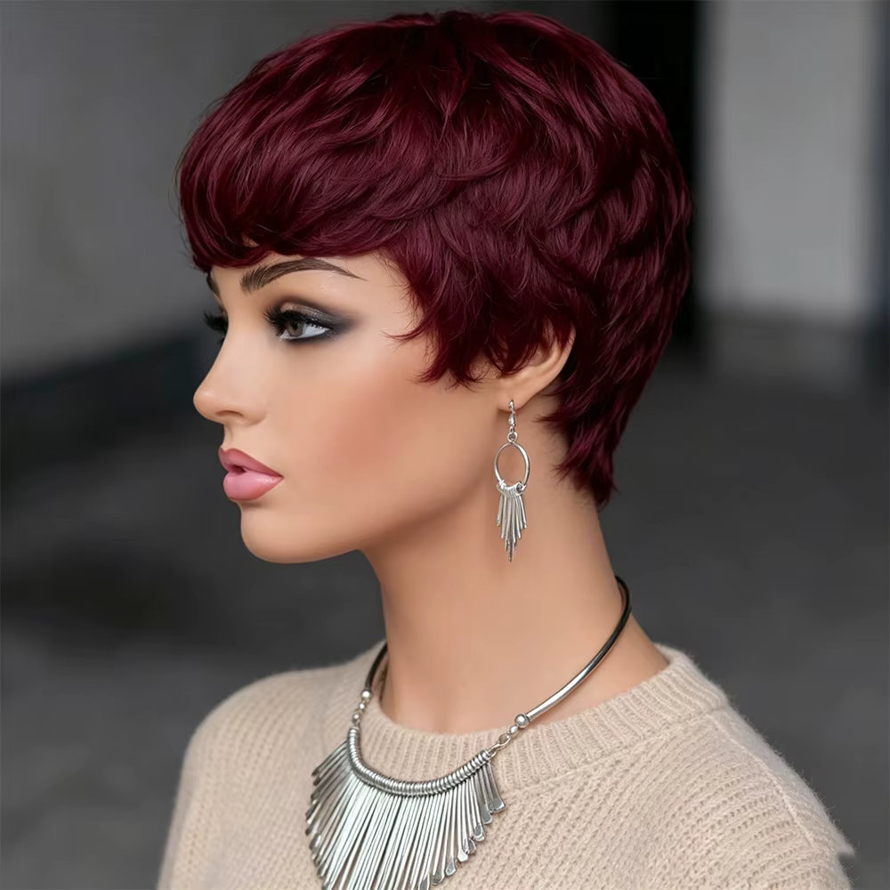 Perruque courte pour femme en cheveux humains