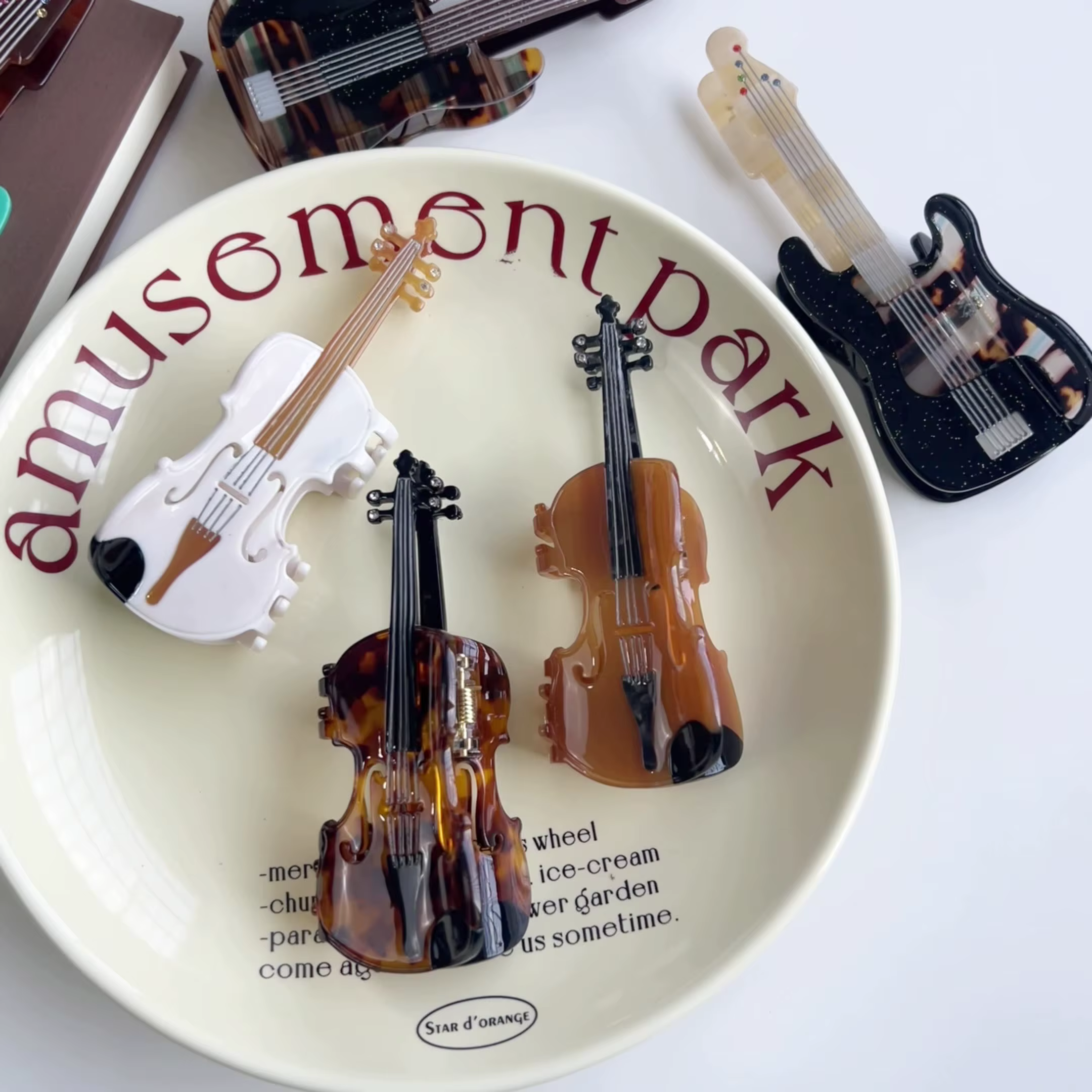 6 pinces à cheveux à griffes de violon. Style d'île unique et décontracté. Acétate