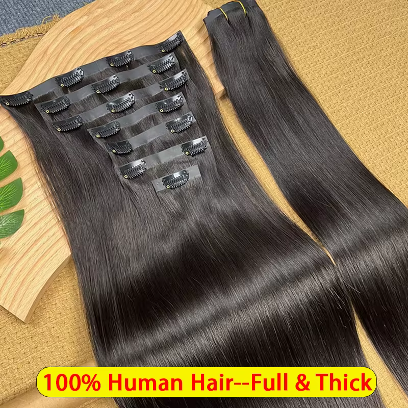 15A pince sans couture Ins cheveux humains raides 100% Extensions