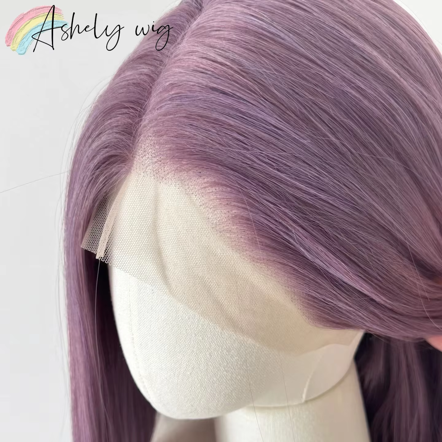 Perruque violette longue droite en dentelle pour femme