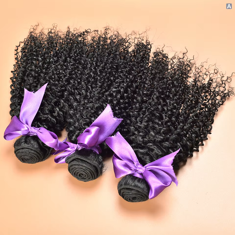8-30 "Mongolien 100% Vierge Brut Afro Crépus Bouclés Cheveux Humains Bundles Deal Tissage 3/4 Bundle Offres Extension