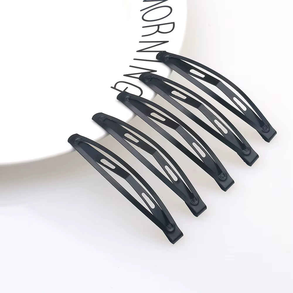 12 pinces à cheveux en métal noir de grande taille