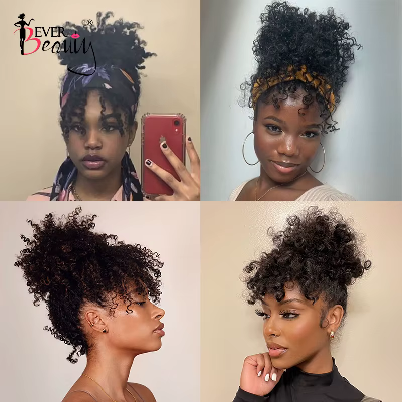 Queue de cheval cheveux humains mongol Afro crépus bouclés cordon