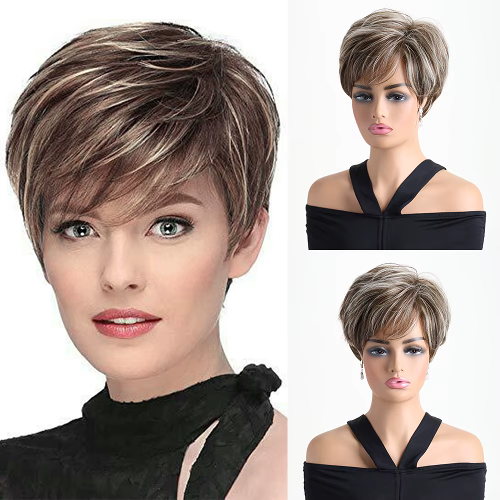 Perruque synthétique courte de 10 pouces, nouvelle collection, couleur claire, tendance, pour femme, usage quotidien, fête, Noël, festival de musique, mariage