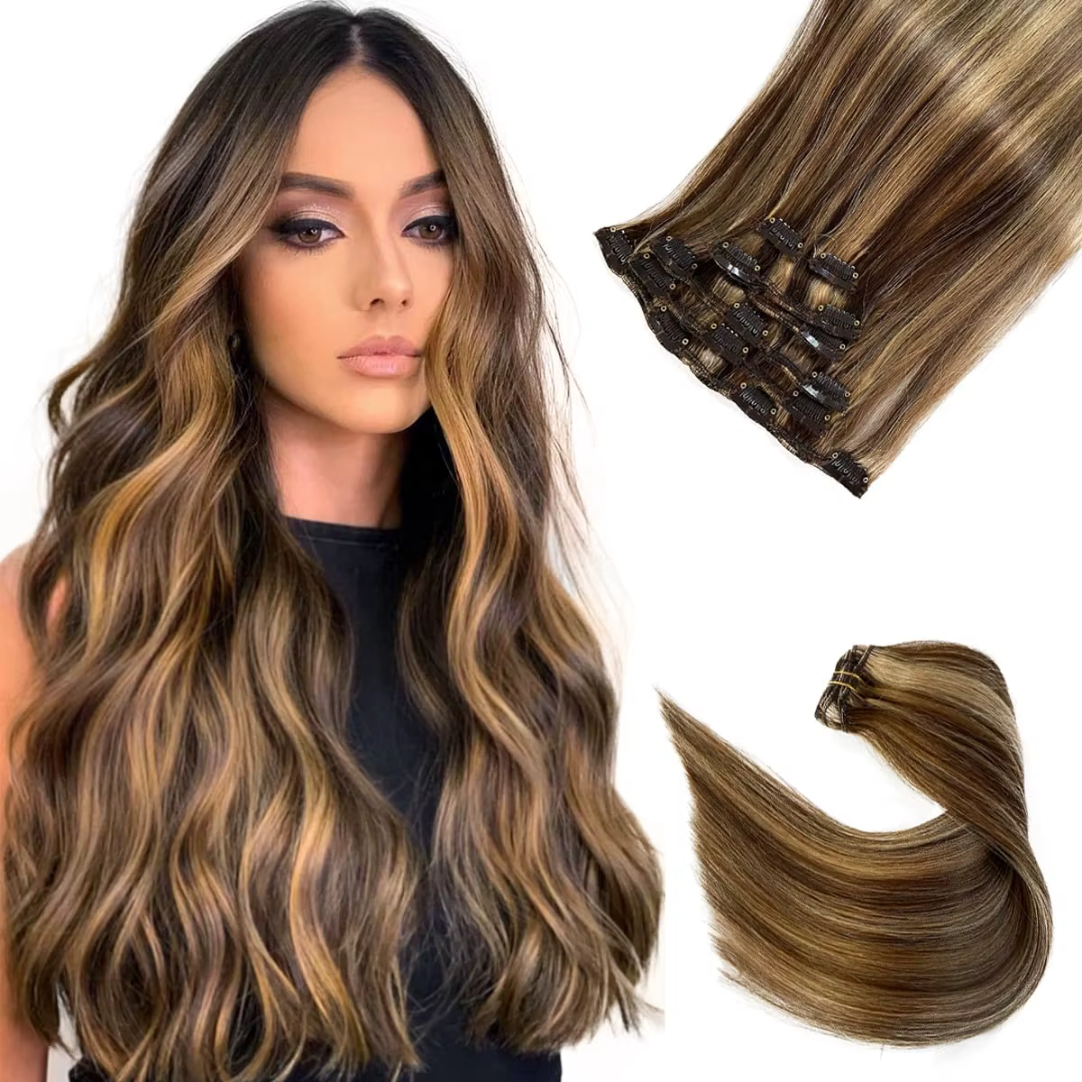Clip court dans les extensions de cheveux 7 pièces