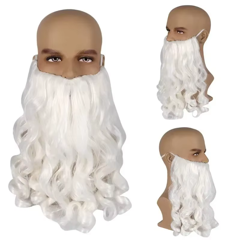 Perruque synthétique blanche avec barbe du père noël