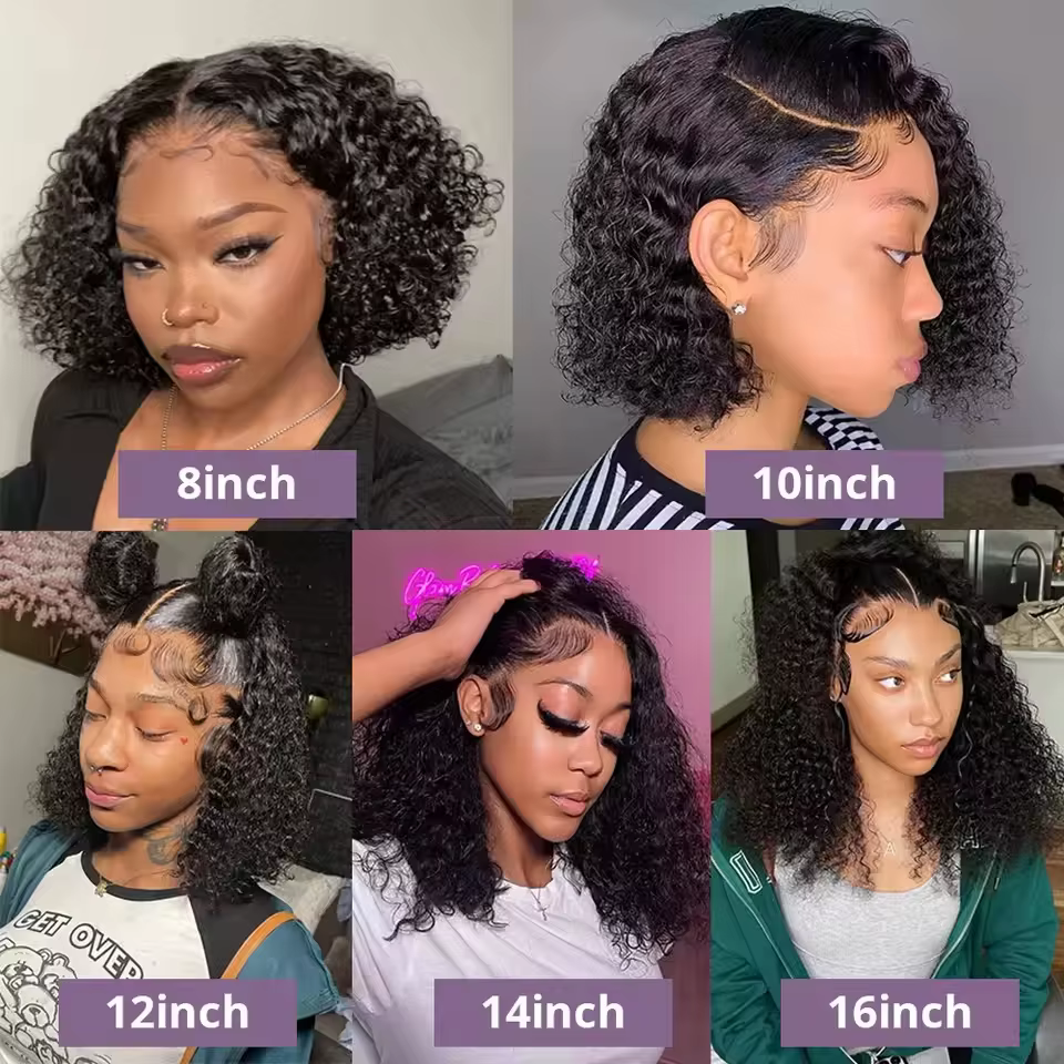 Perruques sans colle à densité 230 %, cheveux humains pré-épilés, perruque frontale en dentelle Deep Wave 13x4, perruques bob Deep Wave en cheveux humains prêtes à porter