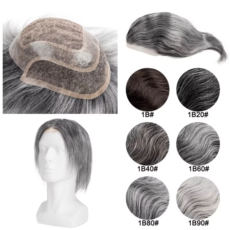 Perruque Lace Front Wig haline naturelle pour hommes
