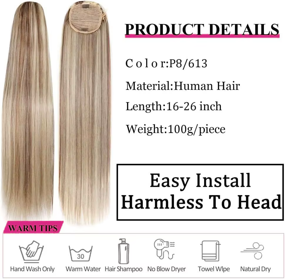 Extensions de queue de cheval longues blondes