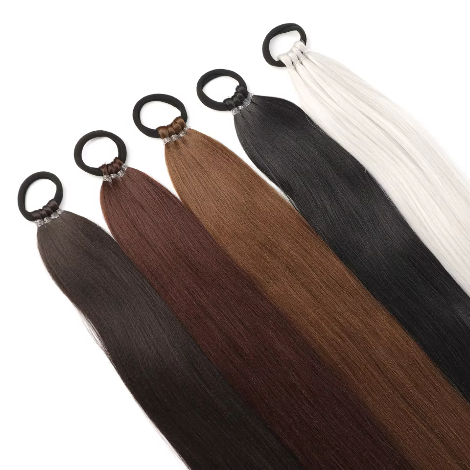 Queue de cheval droite synthétique de 28 pouces avec Extensions de cheveux élastiques à la mode pour un usage quotidien