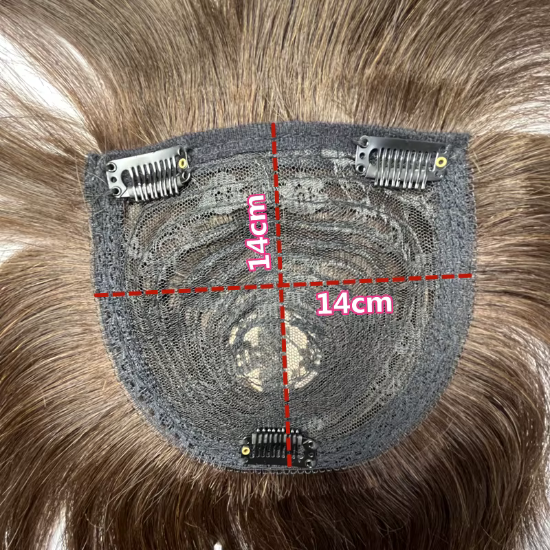 Clip en cheveux humains Topper avec frange Extensions