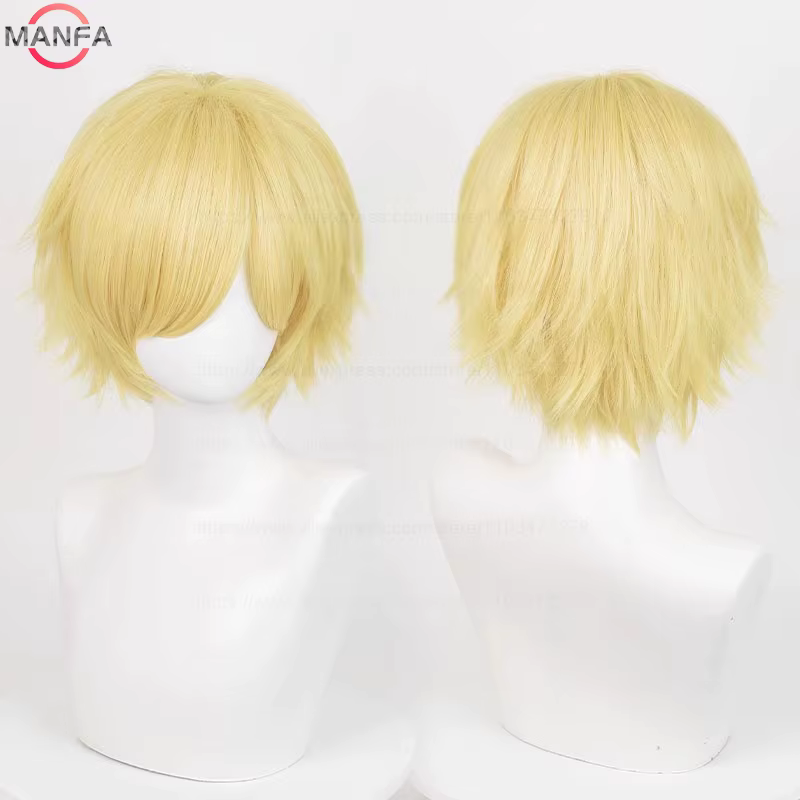 Perruque de Cosplay synthétique courte et lisse de 30cm