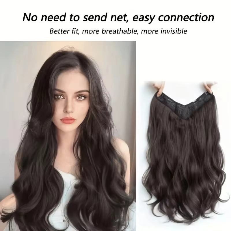 Extensions de cheveux synthétiques invisibles à longues vagues – Look