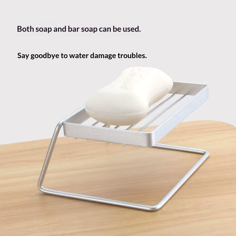 Porte-savon auto-drainant en acier inoxydable, design minimaliste, pour douche, salle de bain, évier de cuisine, rangement fonctionnel