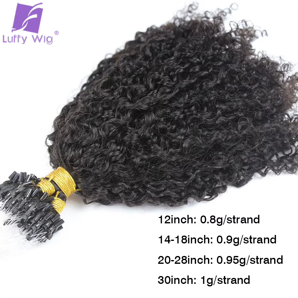 Double proximité Wn Afro Kinky Curly Micro Links Extensions de Cheveux Humains
