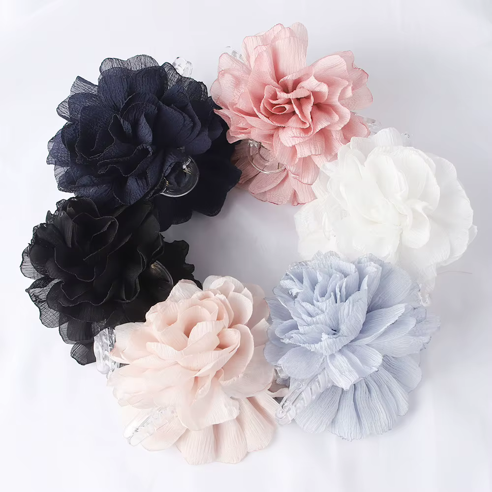 Pinces à cheveux en tissu à grandes fleurs pour femmes et filles