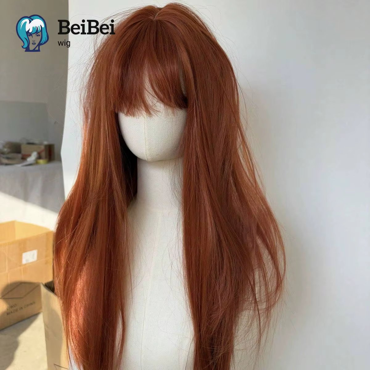 Perruque de fête de Cosplay longue et lisse au gingembre