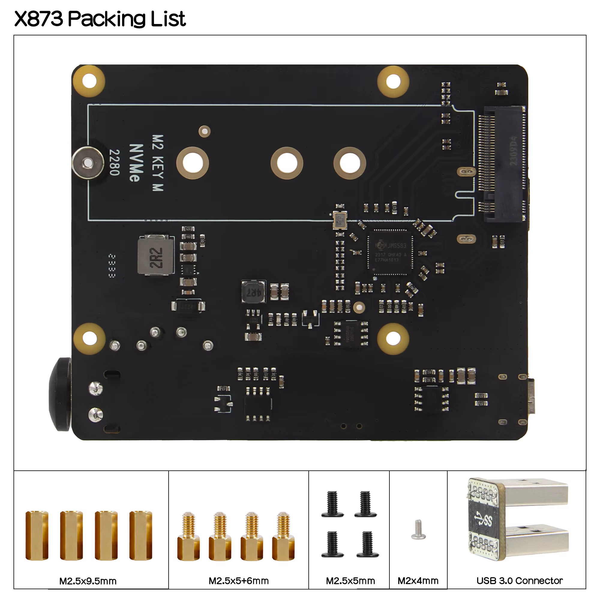 Carte pour Raspberry Pi 4, Geekworm X873 V2.0 M.2 NVMe Key-M SSD 6 000