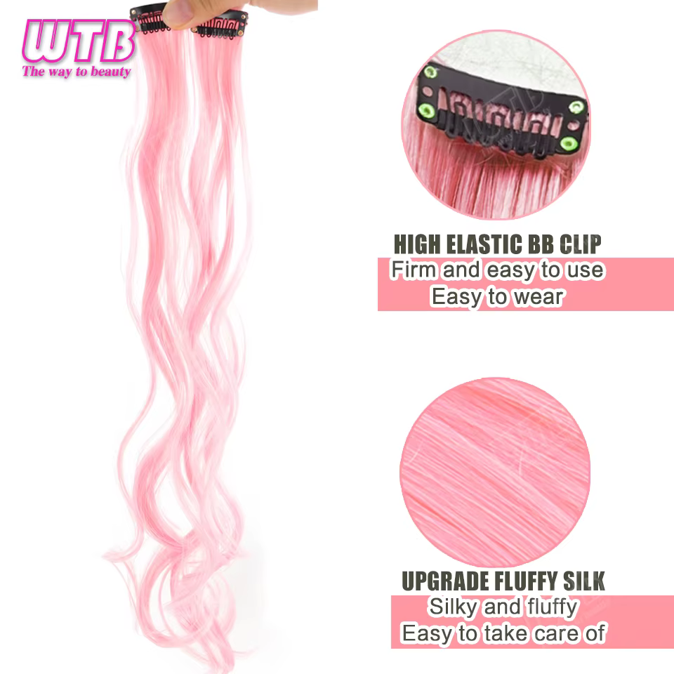 Extensions de cheveux synthétiques colorées avec clip BB